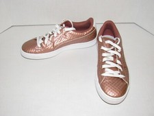 Puma BASKET METALLIC EMBOSS JR Copper Rose Shoes 365807-01 Youth Girls Size 6.5