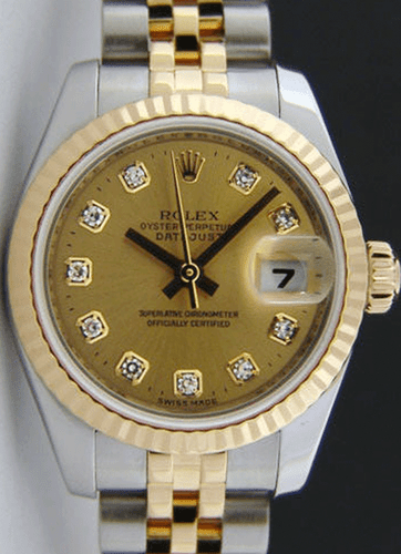 ROLEX REHAUT Ladies 26mm Gold & SS DateJust CHAMPAGNE Diamond 179173 SANT BLANC - Picture 2 of 5