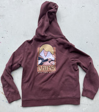 Girl's VANS Off the Wall Hoodie Maroon Spell-Out M Street Skateboard Surf Beach