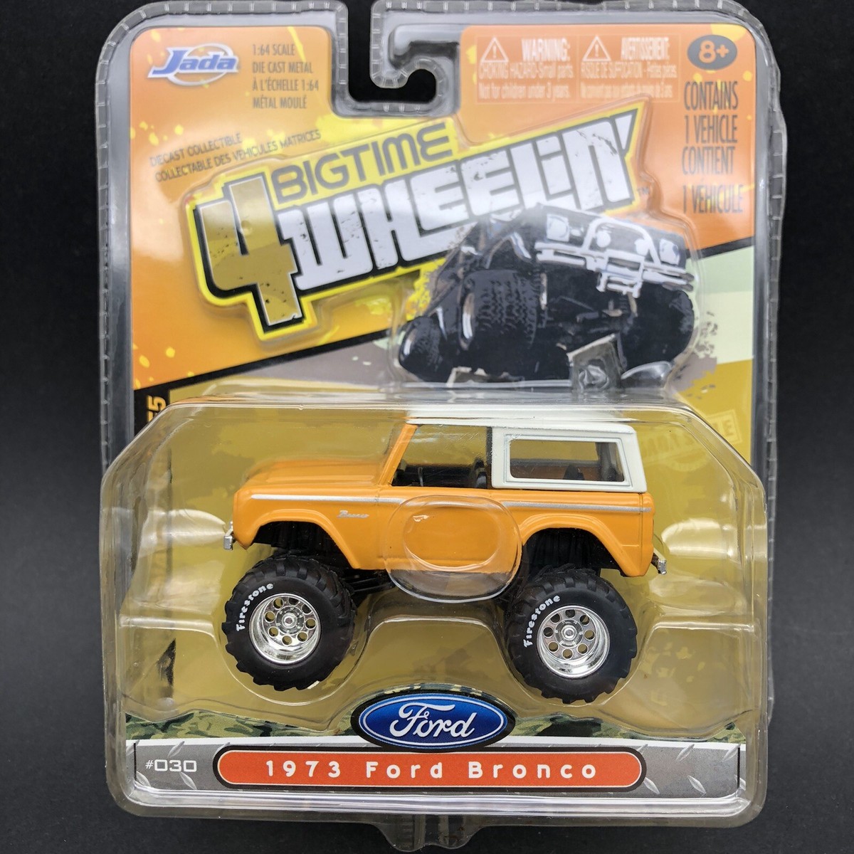 Jada Bigtime 4 Wheelin' '73 1973 Ford Bronco Orange Diecast 1/64