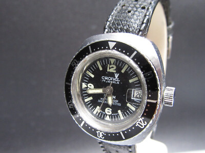 D74  Vintage '' CRONEL Taucheruhr ''  Handaufzug Armbanduhr Damen Diver   