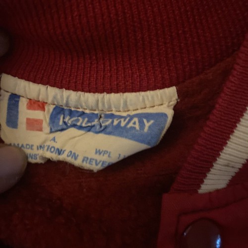 Red Rossville Hornets 1970's High School Nylon Warmup Jacket Fleece Lined - Picture 8 of 10