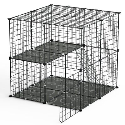 2-Tier Indoor Cat Cage,  Metal Kennel for Cat Kitty Squirrel Rabbit