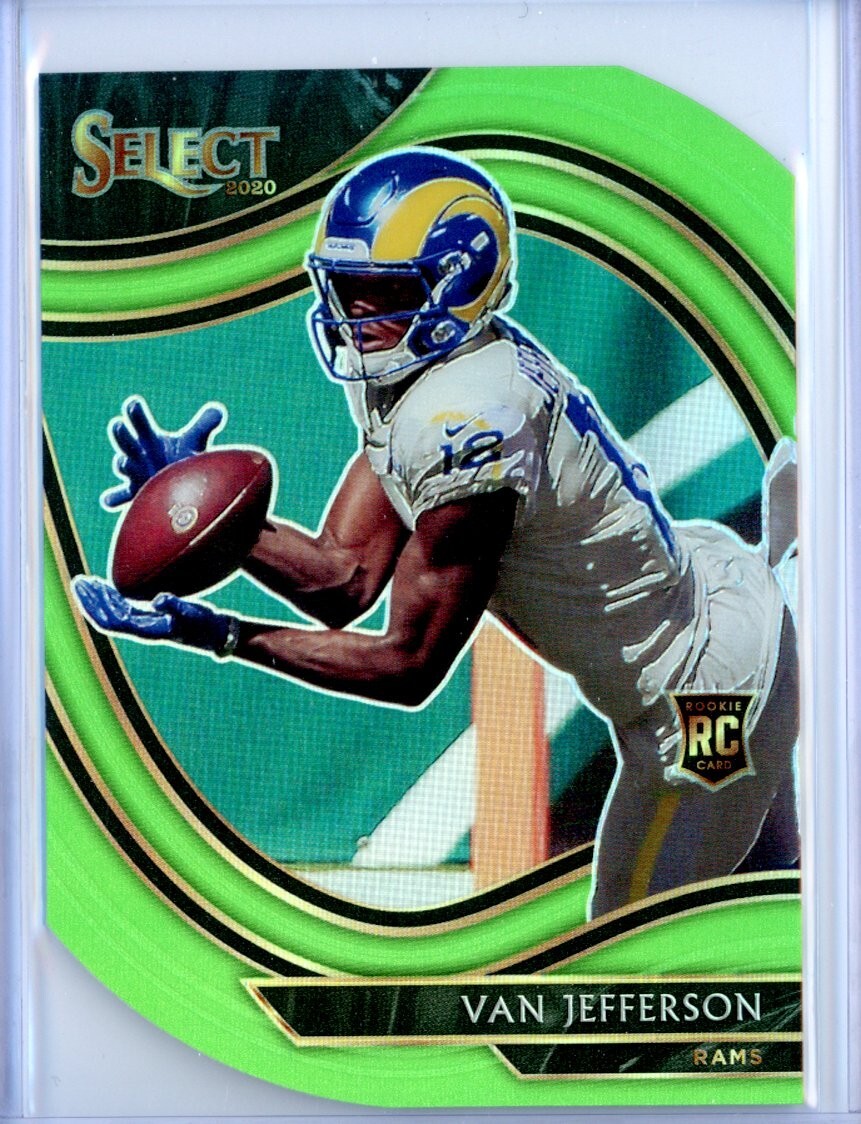 2020 Panini Select Field Level #371 Van Jefferson RC Neon Green Die-Cut