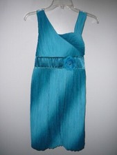My Michelle Junior Blue Sleeveless W/Ruching Formal Dress With Flowers Size-16