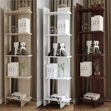 5 Shelf Narrow Ladder Bookshelf Wood Rack Plant Flower Stand Display RackShelves