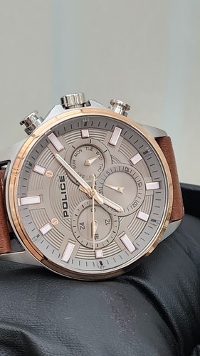 New POLICE Mens Watch BROWN Dial Day & Date leather strap RRP£250 Ideal Gift (A6 - Picture 7 of 24