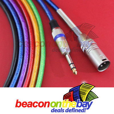 5M 6.5mm TRS 1/4'' Stereo Jack to Male 3 Pin XLR Cable Australian Made 6 colours