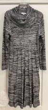 Calvin Klein Sweater Dress Size 2X Gray Acrylic Long Sleeve Pleat Cowl Neck 104