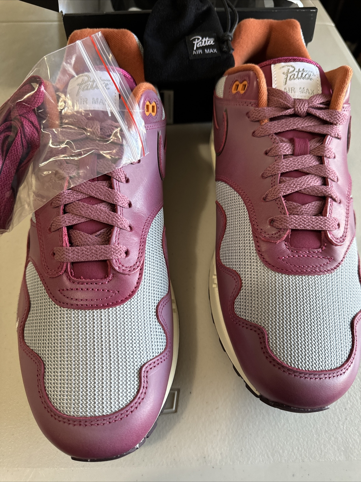 Size 12 - Nike Patta x Air Max 1 Rush Maroon NEW image 2