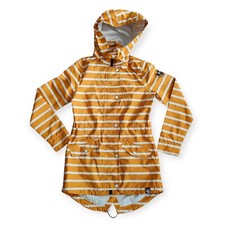 Weird Fish Arlene Hooded Waterproof Jacket - Mustard Stripe - Size 8
