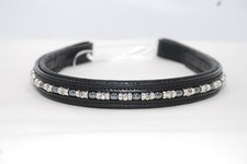 17" (OS) Black Browband w/Hematite & Metal Beads & Clear Rondells