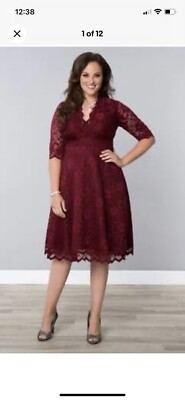 Kiyonna Womens Dress Plus Size OX Mademoiselle Lace Style Red MOB Party  Formal | eBay