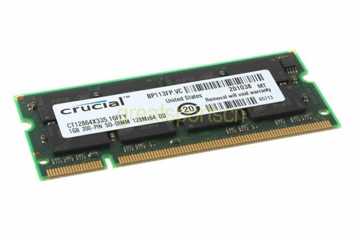 Crucial 1GB PC2700 DDR333MHZ 200Pin 2.5V SODIMM Low Density Notebook Memory&RAM. - Picture 2 of 6