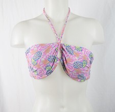 NEW NWT American Eagle Outfitters Pink  Blue Pinapple Print Halter Bikini Top S