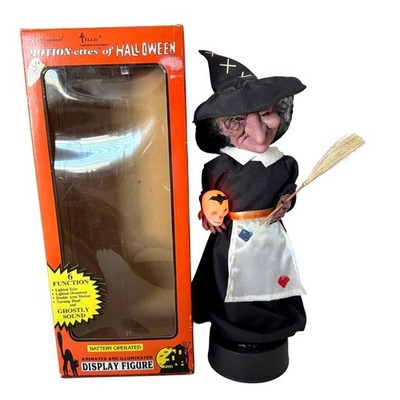 Telco Motion-Ettes Animated Halloween Witch 18  Skull Lights Up & Sound *READ*