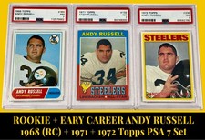 1968 1971 1972 Topps ANDY RUSSELL ROOKIE #163 RC Early Steelers Career 💎 PSA 7
