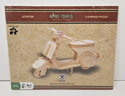 Noodle Your IQ Wooden Scooter 3D Puzzle 60 Piece Model Kit