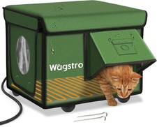 OutdoorHeated Cat House Waterproof Awning  Escape Door Heated Feral Cat Shelter