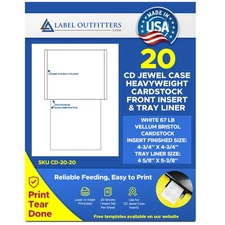 40 Label Outfitters® CD Tray Insert, 2 Inserts per 8-1/ x 11 Sheet, 20 Sheets of