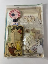Junk Journal Kit 32 Pieces of Large Background Sheets, Laces, Postcards, More 