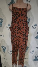 funky rust animal print jersey mid calf dungarees pockets, Made in Italy 16-20