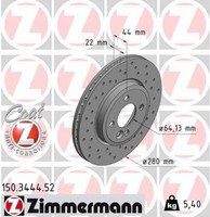 2X Bremsscheibe Zimmermann 150.3444.52 2 Bremsscheiben FüR Mini