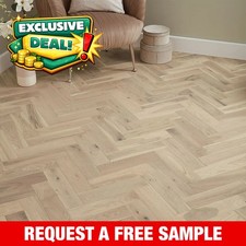 📦 50SQM Pallet Deal* 18mm Seashell Light Oak Herringbone Solid Wood Flooring