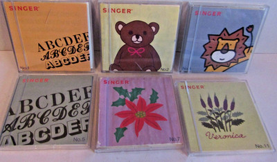 LOT of 6 Singer Embroidery Design Cards No. 1, 2, 4, 5, 7 and 11