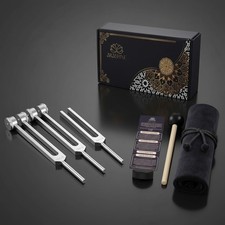 Healing Tuning Fork Set 128Hz, 136.1Hz, 256Hz, 528Hz for Wellness and Balance