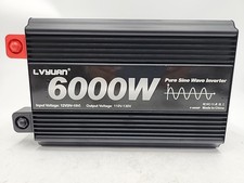 NEW 6000W Pure Sine Wave Power Inverter 12V to 120V 50H2/60H2 LCE 4 Socket...