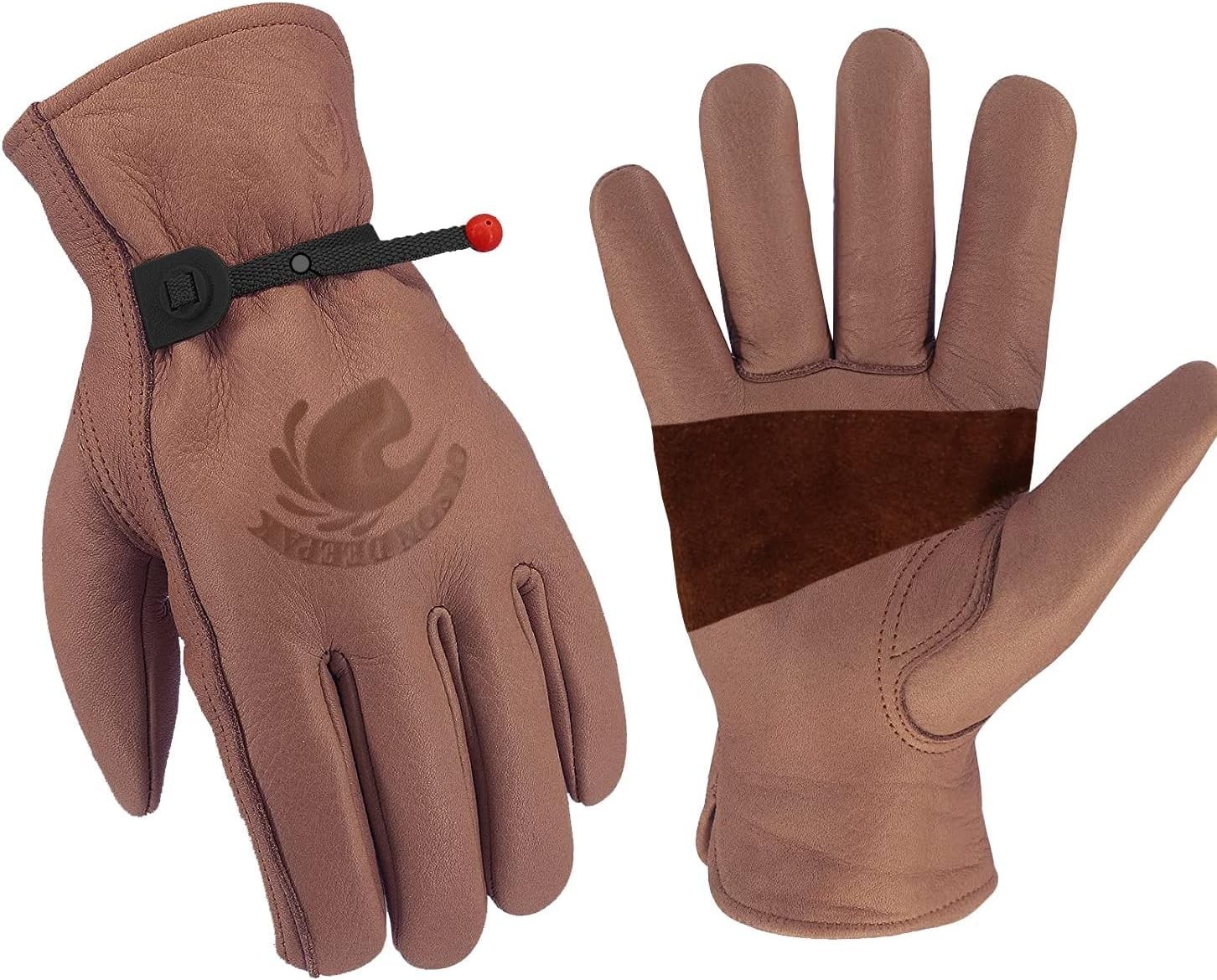 Cowhide Leather Gloves UNISEX Brown Motorbike Leather Gloves, Thorn Proof XL
