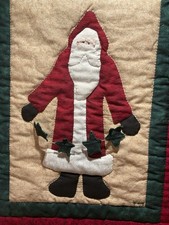 VTG Handcrafted Quilt Wall Hanging Santa Claus Christmas Panel Primitive Star