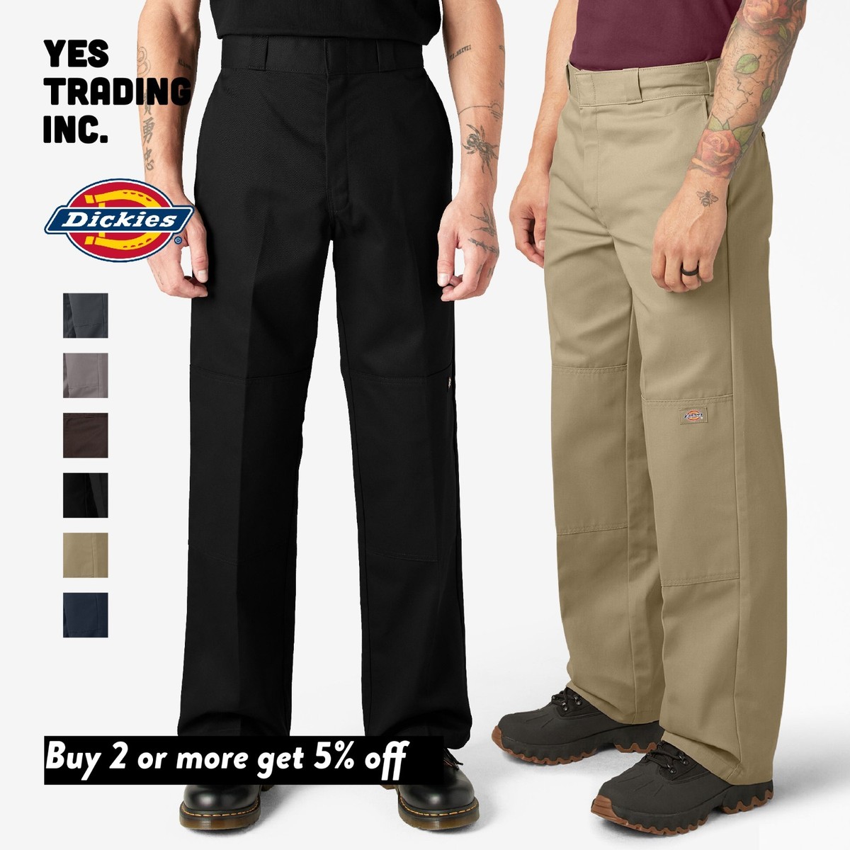 DICKIES HOMBRE 85283 DOBLE RODILLA PANTALONES DE TRABAJO AJUSTE RELAJADO UNIFORME DE TRABAJO (30" - 42")