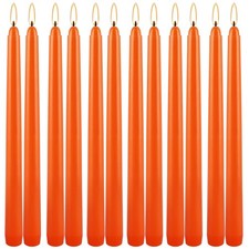 10 Inch Orange Slender Taper Candles Set 12 PCS Dripless Smokeless Cotton Wick