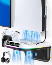 PS5 Wall Mount Kit with Cooling Fan and Charging Station Compatible with PS5/ Sl