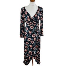 Band of Gypsies Floral Wrap Dress Long Sleeve Midi Bohemian Boho S
