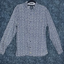 White Stuff Mens Navy Long Sleeve Shirt Size S Slim Fit Robins &  Birds Print