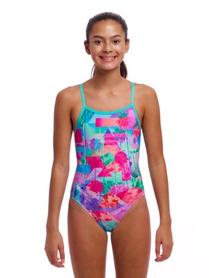 Funkita Girls Snap That Single Strap Swimsuit - Mint Green/Pink