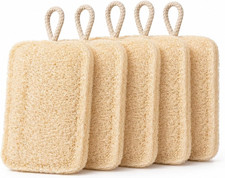 5 Pack Natural Loofah Sponges, 4.7 Inch Long Organic Luffa Plant-Based Real Egyp