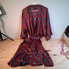 Christian Dior Monsieur Mens Robe Vtg Red Paisley Geometric Robe With Tie OSFM