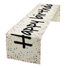 Happy Birthday Table Runner Polka Dot Beige 13in 33cm x 36in 92cm Zqfcb-555