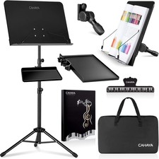 CAHAYA Dual Use Sheet Music Stand with Clamp-on Tray  Desktop Book Stand wit...