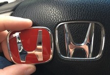 Honda Red Racing Emblem Logo For Horn Button Steering Wheel Accord Civic Honda Red Racing Emblem Logo For Horn Button Steering Wheel Accord Civic