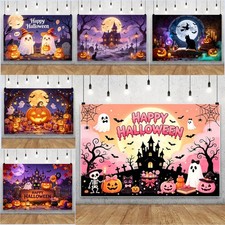 Kids Happy Halloween Pumpkin Ghost Backdrop Photo Background Party Banner Decor