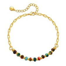 18KG Oil Painting Colors Beads Chain Bracelet With Golden Extenstion bl003575