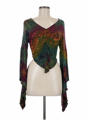 Kathmandu Imports - Women's Multicolor Tie-Dye V-Neck Long Sleeve T-Shirt