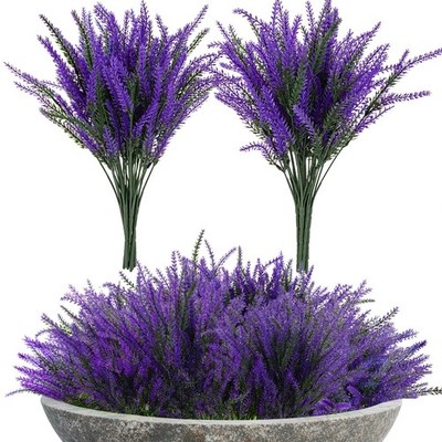 Artificial Lavender Flowers - 9 Pcs Faux Lavender Plant Artificial Fake Plast...