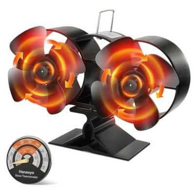 Hanaoyo Wood Stove Fan with Double Motors, Stove Fan Heat Powered, WSFNEW900