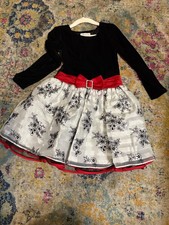 Bonnie Jean 7 Girls Christmas Holiday Santa Plaid Velvet Red Bow dress